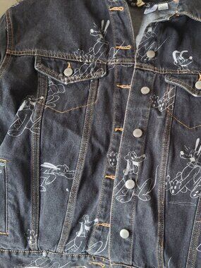 H and M Disney denim jacket black
